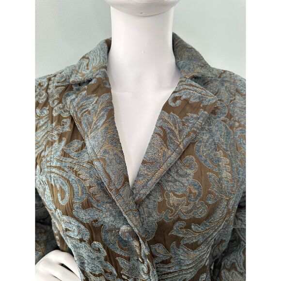 Vintage ELCC Jade Teal Bronze Paisley Tapestry Art-to-Wear Jacket Blazer size M - Picture 5 of 11